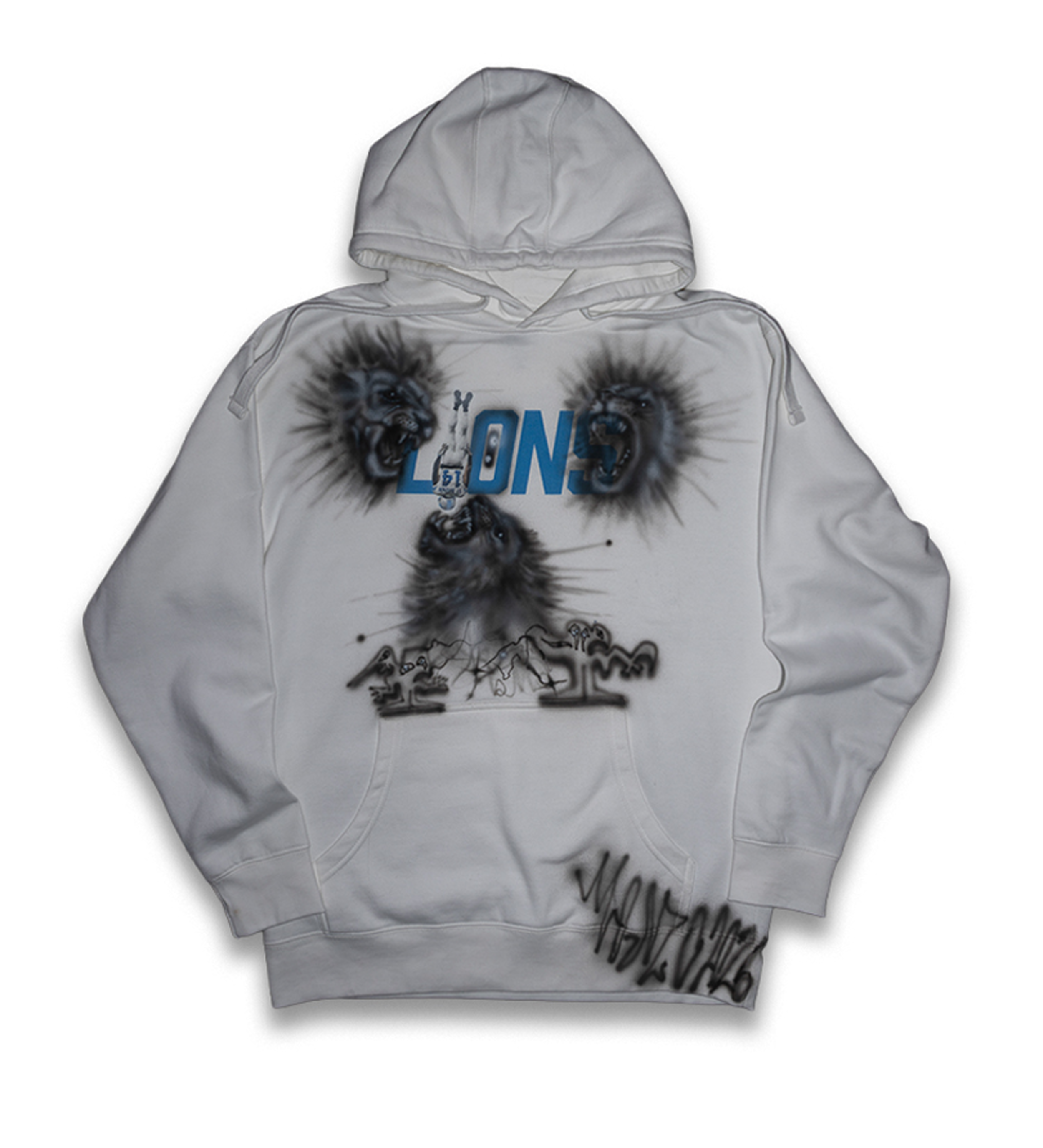 1/1 airbrushed Lions hoodie