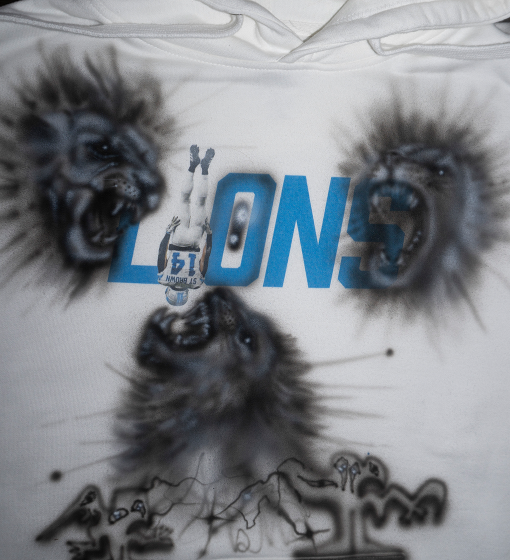 1/1 airbrushed Lions hoodie